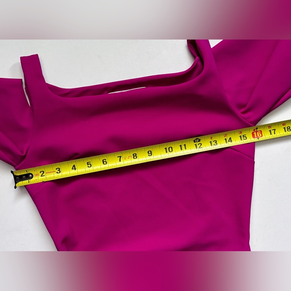 Chiara Boni La Petite Robe magenta pink flare sleeve dress sz 42 6 M barbicore - Picture 4 of 9